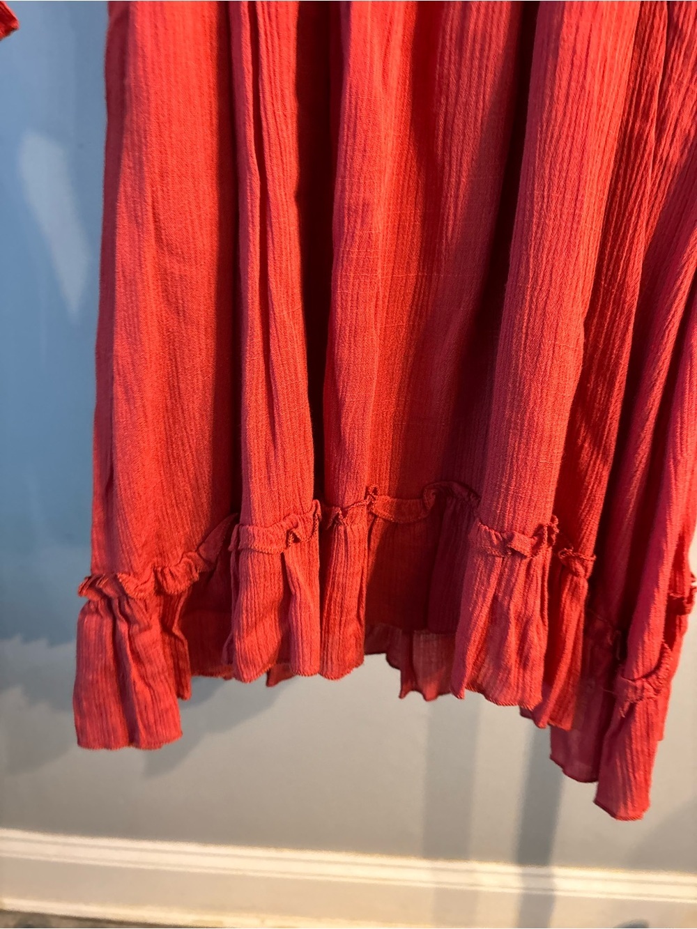 She + Sky Red/rust Mini long sleeve Dress with Tie Waist size small - Picture 5 of 8